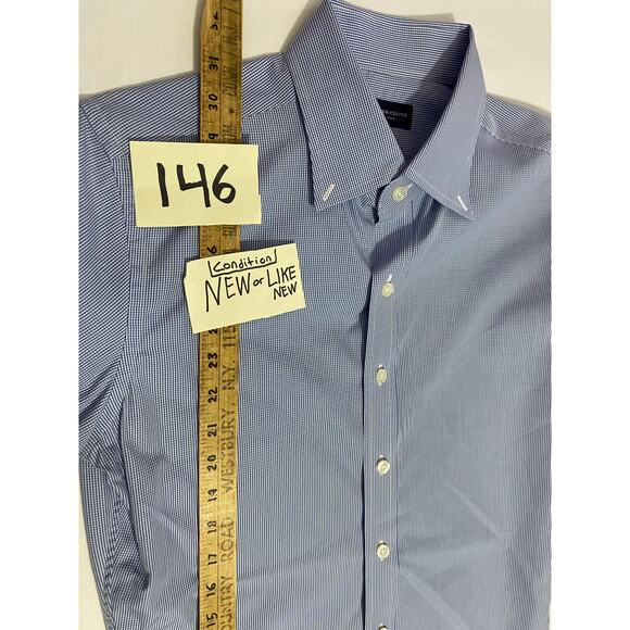 Proper Cloth Shirt Light Blue Check Size Small 18x31 100% Cotton - Picture 4 of 8